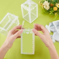 BENECREAT 60 db Átlátszó Ajándékdoboz 12x7x7 cm - PVC Ékszertartó Díszdoboz Fehér Masnival Esküvőre, Tárolásra, Bemutatásra 3