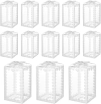 BENECREAT 60 db Átlátszó Ajándékdoboz 12x7x7 cm - PVC Ékszertartó Díszdoboz Fehér Masnival Esküvőre, Tárolásra, Bemutatásra 1