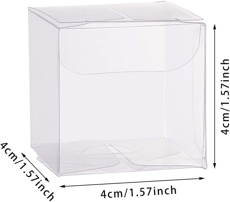 BENECREAT 60 db átlátszó kocka ajándékdoboz 4x4x4 cm esküvői bonbonhoz