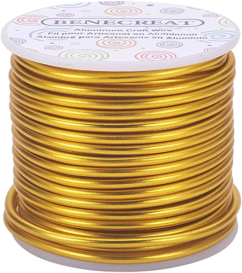 Sârmă pentru artizanat din aluminiu Benecreat, 9 Gauge / 3 mm, 17 m - auriu deschis