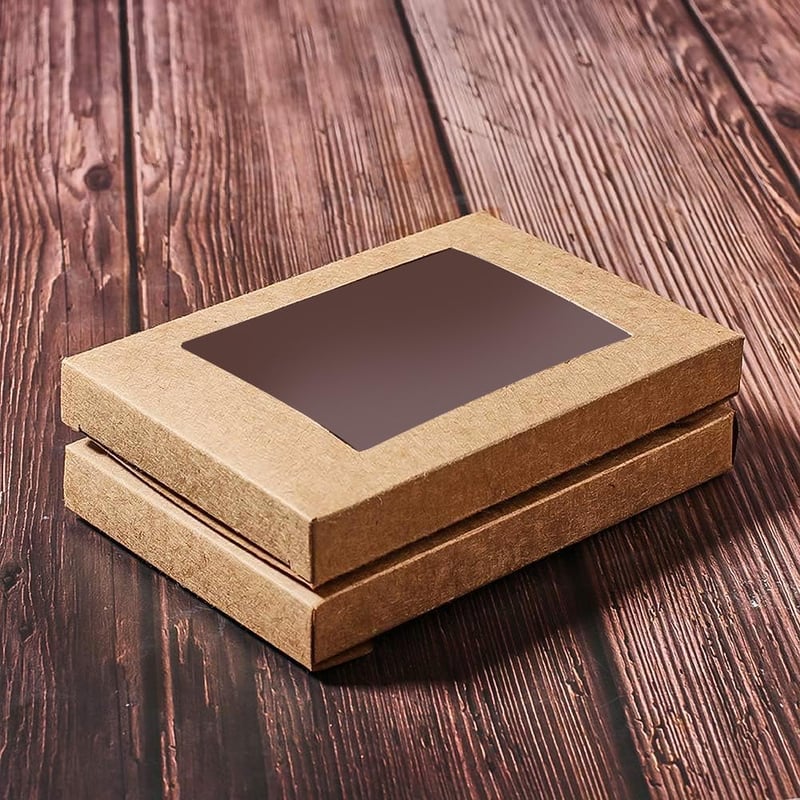 Benecreat Barna Kraft Ajándékdoboz Ablakos 12,5x8,5x1,5cm 30db