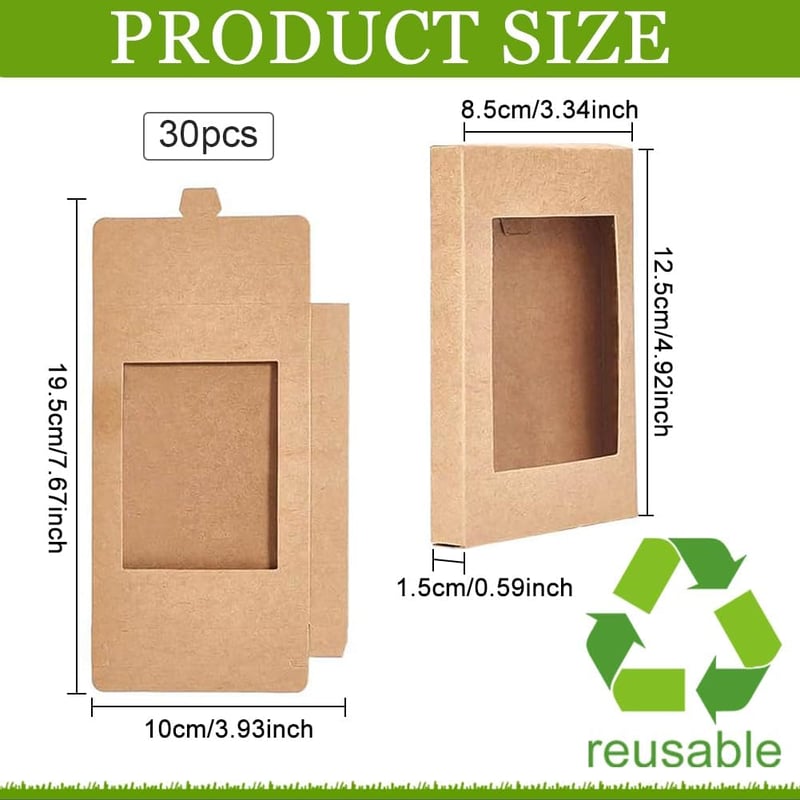 Benecreat Barna Kraft Ajándékdoboz Ablakos 12,5x8,5x1,5cm 30db