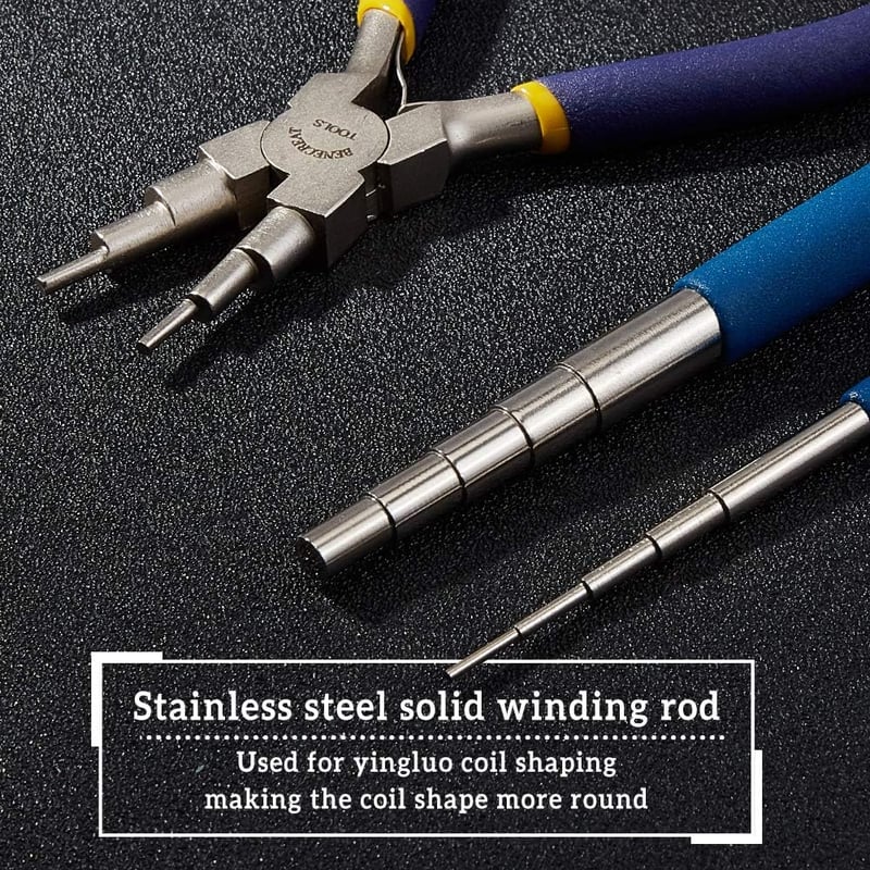 BENECREAT Dróthurok készítő eszköz szett - 2 mandrel + 6 az 1-ben csipesz ékszerkészítéshez - 3 Mm to 9.5 Mm