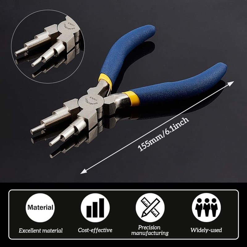 BENECREAT Dróthurok készítő eszköz szett - 2 mandrel + 6 az 1-ben csipesz ékszerkészítéshez - 3 Mm to 9.5 Mm