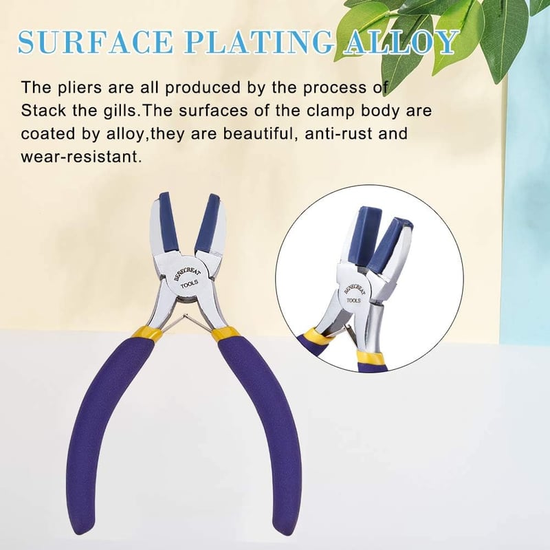 BENECREAT Dupla Nylon Fogú Lapos Orrú Fogó Ékszerkészítéshez Drótformázáshoz - Lila, Double Nylon Jaw Pliers (Blue Nylon)