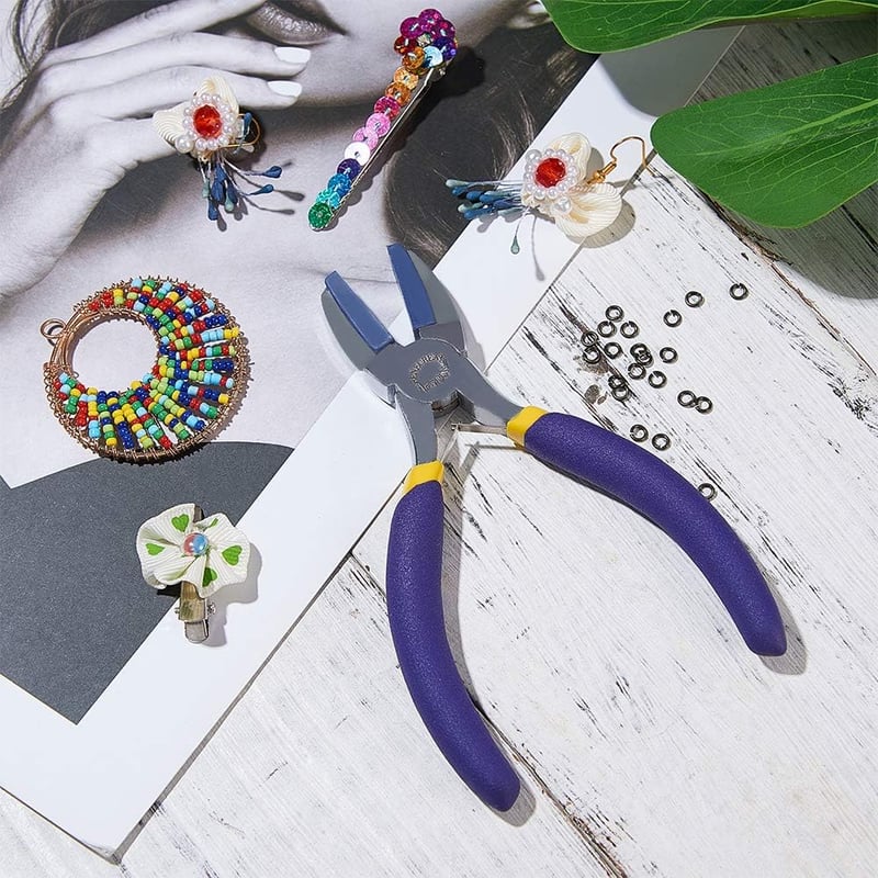 BENECREAT Dupla Nylon Fogú Lapos Orrú Fogó Ékszerkészítéshez Drótformázáshoz - Lila, Double Nylon Jaw Pliers (Blue Nylon)