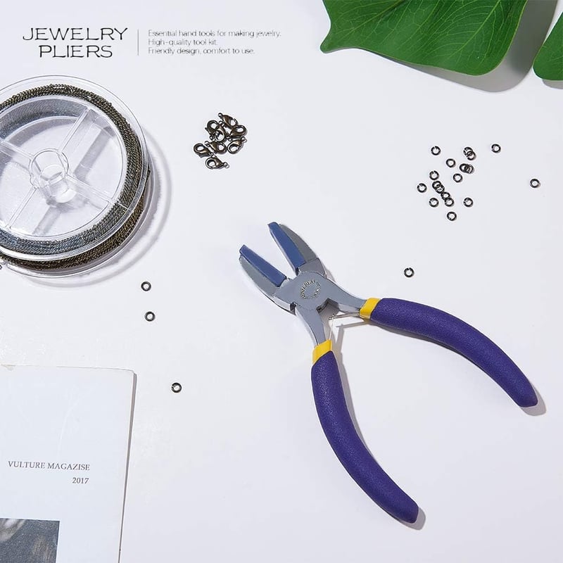 BENECREAT Dupla Nylon Fogú Lapos Orrú Fogó Ékszerkészítéshez Drótformázáshoz - Lila, Double Nylon Jaw Pliers (Blue Nylon)