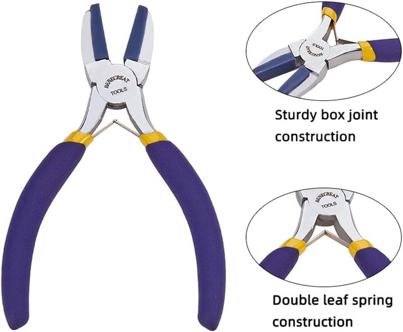 BENECREAT Dupla Nylon Fogú Lapos Orrú Fogó Ékszerkészítéshez Drótformázáshoz - Lila, Double Nylon Jaw Pliers (Blue Nylon)