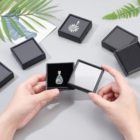 BENECREAT fekete ékszertartó doboz 6x6x2cm átlátszó fedéllel 10db szett 3