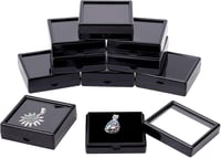 BENECREAT fekete ékszertartó doboz 6x6x2cm átlátszó fedéllel 10db szett 1