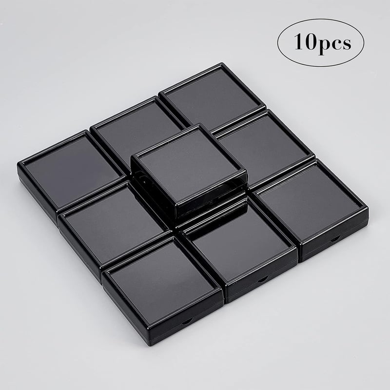 BENECREAT fekete ékszertartó doboz 6x6x2cm átlátszó fedéllel 10db szett