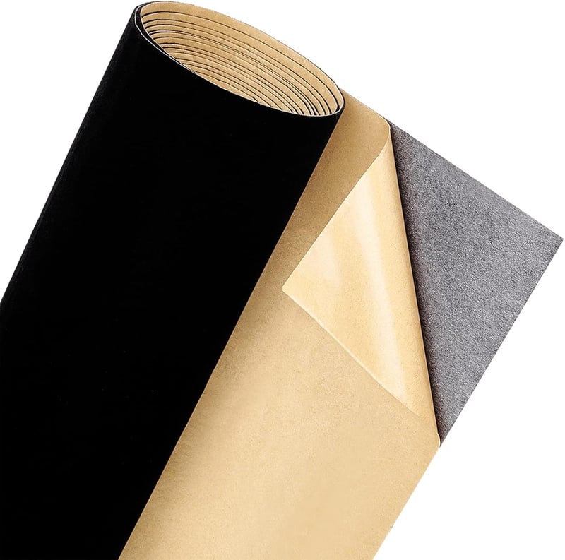 BENECREAT Fekete Öntapadós Bársony Szövet 4m x 25cm - Ékszerdoboz Bélés, Kézműves Alapanyag, Bútorkárpit Fólia (0,8mm vastag)