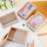 BENECREAT Kraft Papír Ajándékdoboz Szett 12 db - Átlátszó Fedéllel és Matt PVC Ablakkal, 130x182x46 mm, Ékszerekhez, Partikhoz 3
