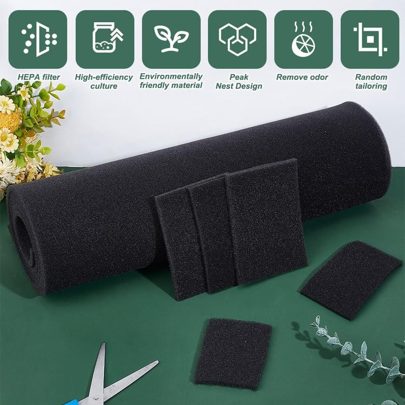 BENECREAT Légkondicionáló Szűrő 1,5m x 40cm - 6mm Vastag Aktív Szén Szűrőszivacs Lap Klímákhoz, Hordozható és Ablakos Készülékekhez