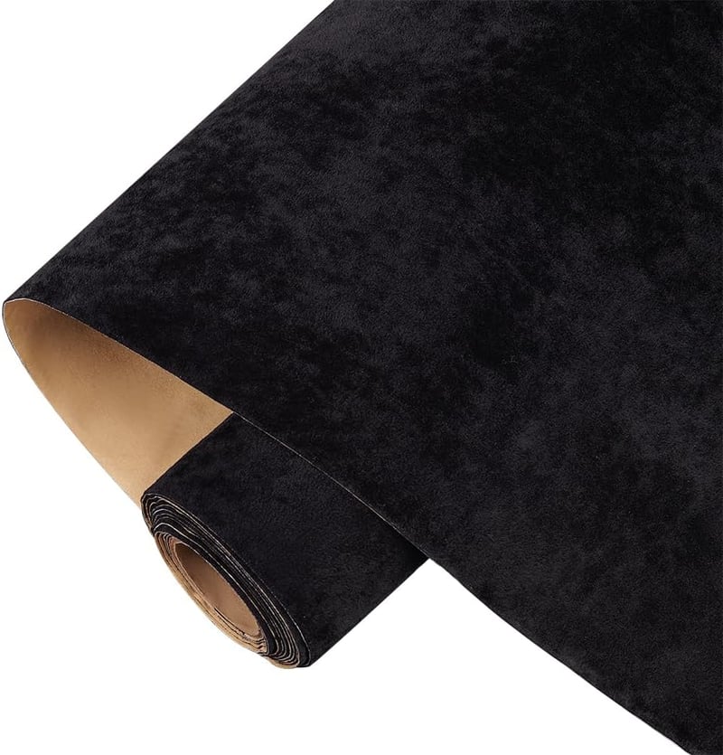 BENECREAT Öntapadós Bársony Bélés 3m x 40cm - Fekete Bársony Tekercs Ékszerdobozokhoz, Kézművességhez, Dekorációs Háttérhez