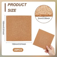 BENECREAT Öntapadós Parafa Tábla Szett 20db - 15x15cm, 2mm Vastag Természetes Parafa Alátét Dekorációhoz, Üzenőtáblához, Barkácsoláshoz 2