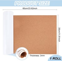 BENECREAT Öntapadós Parafa Tekercs 300x600mm - 3mm Vastag Hőszigetelő Parafatábla Faldekorációhoz, Barkácsoláshoz és DIY Projektekhez 2
