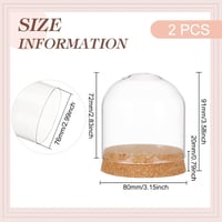 BENECREAT Üvegbúra Parafa Alappal 2db-os Szett - 80x72mm Átlátszó Dekorációs Harang Virágokhoz, Növényekhez, Kézműves Díszítéshez 2