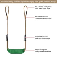 Detská hojdačka BeneLabel s gumovým sedadlom, nastaviteľné lano - zelená - 130-200 cm 6