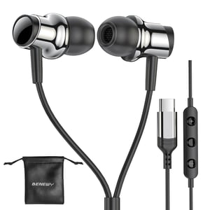 Căști USB-C BENEWY cu microfon pentru Samsung S25 S24 S23 S22 Ultra, A55, A54 și iPhone 16, 15 Pro Max, căști cu fir magnetice, stereo, cu anulare a zgomotului