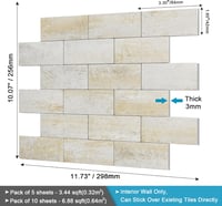 BeNice 3D öntapadós falburkolat csempe, konyha fürdőszoba mozaik, travertín hatás, vízálló 10db 6
