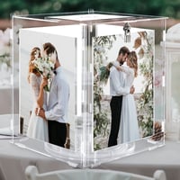 Akrylová svadobná krabica na karty Benjia s fotorámikom na fotky 15x20 cm, veľká krabica na darčekové karty a peňažné dary so zámkom a otvorom, na narodeniny a výročia 1