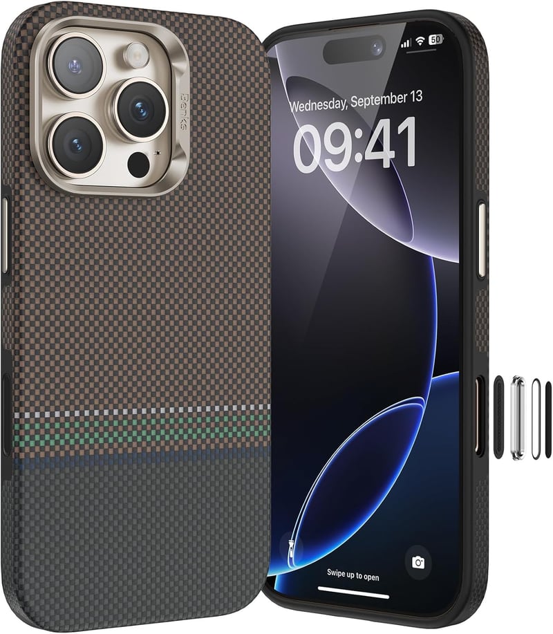 BENKS Prestige iPhone 16 Pro Tok Kamera Gombbal - MagSafe Kompatibilis Dupont Kevlar Aramid Szál TPU Mobiltelefon Védőtok