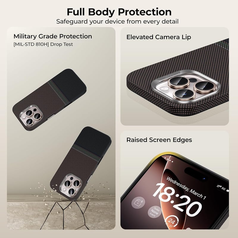 BENKS Prestige iPhone 16 Pro Tok Kamera Gombbal - MagSafe Kompatibilis Dupont Kevlar Aramid Szál TPU Mobiltelefon Védőtok