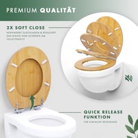 Capac WC Premium din Bambus Benkstein cu Mecanism Soft-Close, Funcție Quick-Release, Antibacterian, Capac WC din Lemn Sustenabil, Montare Ușoară 3