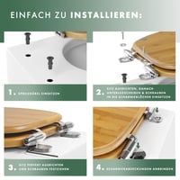 Capac WC Premium din Bambus Benkstein cu Mecanism Soft-Close, Funcție Quick-Release, Antibacterian, Capac WC din Lemn Sustenabil, Montare Ușoară 5