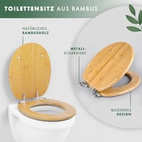 Capac WC Premium din Bambus Benkstein cu Mecanism Soft-Close, Funcție Quick-Release, Antibacterian, Capac WC din Lemn Sustenabil, Montare Ușoară 2