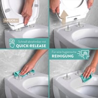 Prémiová WC doska Benkstein oválna, biela, antibakteriálny duroplast, s funkciou pomalého sklápania (Soft-Close) a rýchleho uvoľnenia (Quick-Release), pánty z nehrdzavejúcej ocele, odnímateľná, nosnosť 150 kg 4