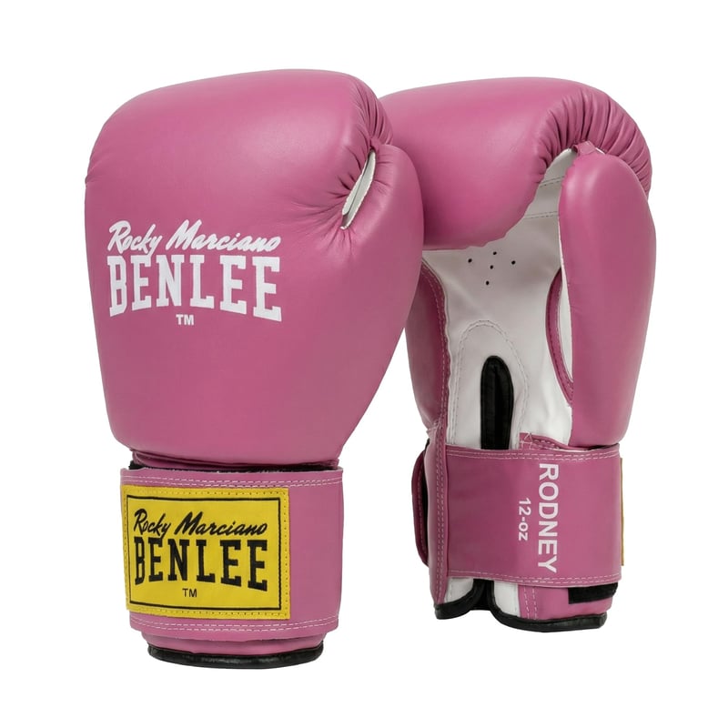 Mănuși de box BENLEE Rodney din piele sintetică - Roz/Alb - 12 oz Mănuși de antrenament pentru box