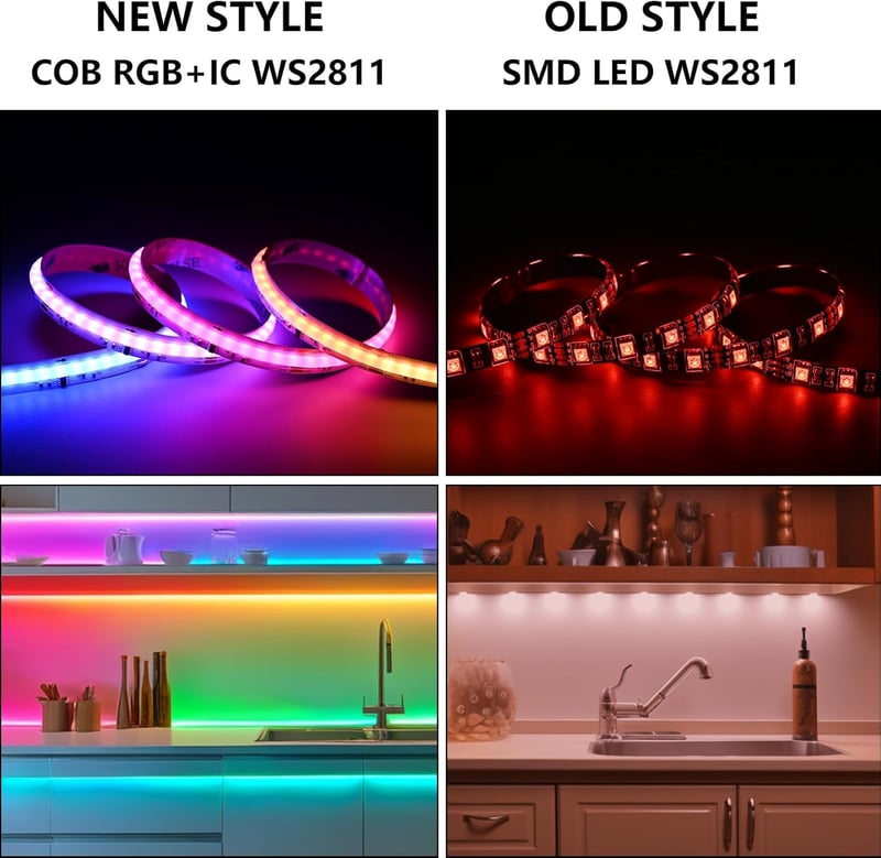 BENLUN 24V WS2811 COB LED szalag 20m RGB IC távirányítóval szobadekoráció