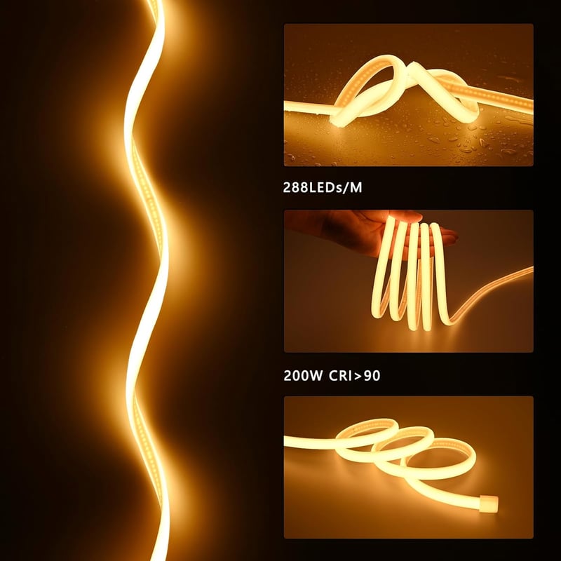 BENLUN AC 220V COB LED szalag 20m meleg fehér 2700K IP65 vízálló kültéri