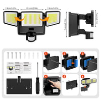 BENMA 302 LED reflektor s pohybovým senzorom, vonkajší, 2 ks, 1500LM, akumulátorové svetlo, 6500K, IP65, na vnútorné aj vonkajšie použitie 5