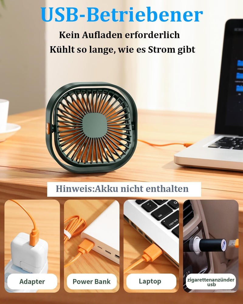 benpen Mini USB Asztali Ventilátor 3 Fokozat Csendes Hordozható Irodai Asztali Ventilátor