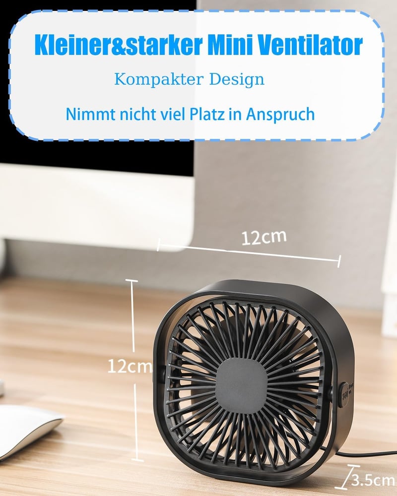 Benpen Mini USB Asztali Ventilátor 3 Fokozatú Csendes Hordozható