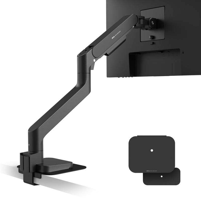 Držiak na monitor BenQ BSH01 Ergo – Plynové rameno na monitory 17–45 palcov, max. 20 kg, VESA 75x75 a 100x100 mm, upevnenie na stôl, čierne