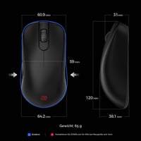 Bezdrôtová eSports myš BenQ Zowie S2-DW, 65 g, senzor 3950, 4K obnovovacia frekvencia, bez potreby ovládačov, pokročilý 4K prijímač 2