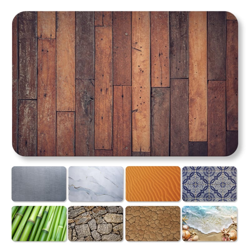 Covoraș de baie Bensey Premium cu strat de pământ de diatomee, ultra-absorbant și cu uscare rapidă, bază din cauciuc natural antiderapant, 40x60 cm, model cu aspect de lemn