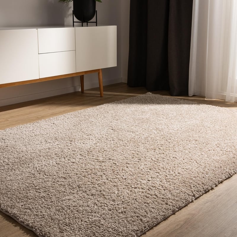 Covor cu fir lung benuta Sohari Basic, 80x150 cm, bej, lavabil, compatibil cu încălzirea prin pardoseală, pentru living, dormitor, hol sau sufragerie