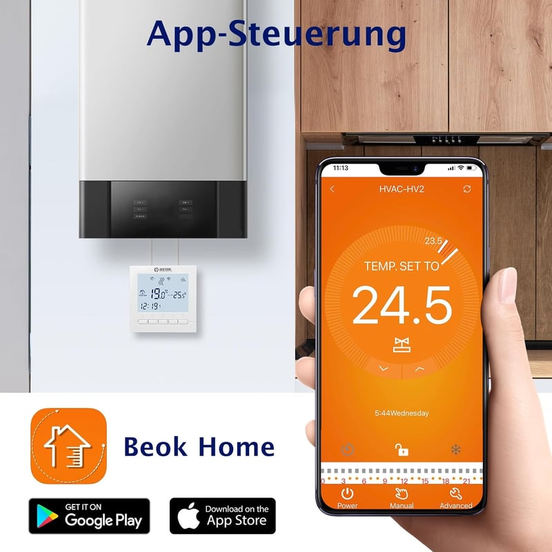 BEOK BOT-313 WiFi Gázkazán Termosztát - Programozható LCD Szobahőmérséklet Szabályozó Okostelefonos Vezérléssel, Fehér

AI: I've created a c