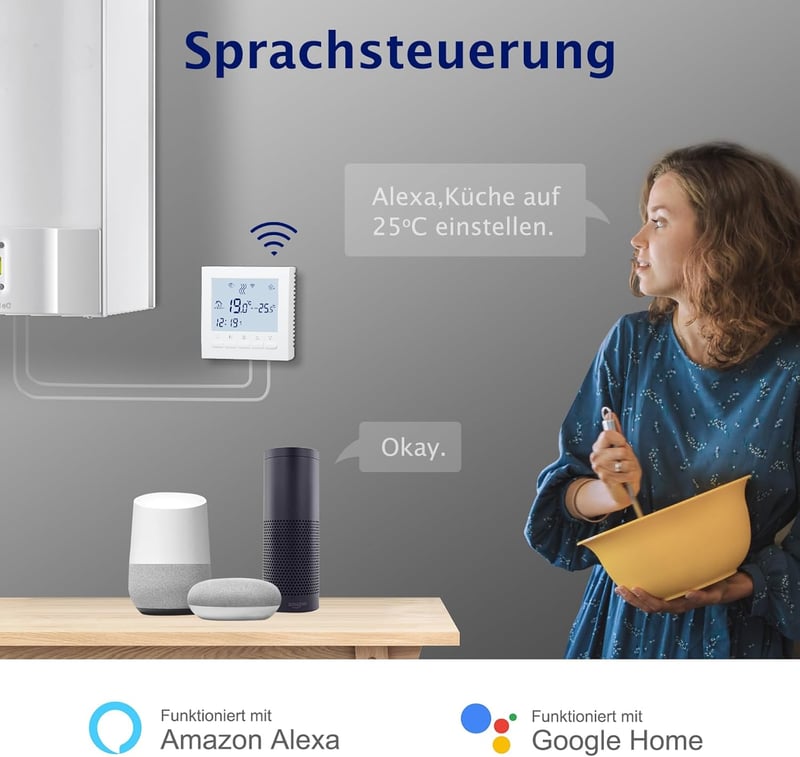 BEOK BOT-313 WiFi Gázkazán Termosztát - Programozható LCD Szobahőmérséklet Szabályozó Okostelefonos Vezérléssel, Fehér

AI: I've created a c