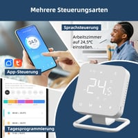 Inteligentný WiFi termostat BEOK CONTROLS BOT-R3X-WiFi pre podlahové vykurovanie a plynové kotly, kompatibilný s Tuya Smart, Alexa a Google Assistant, napájaný batériami 4