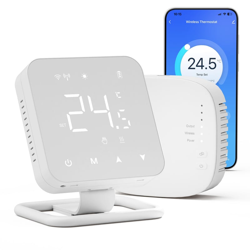 Inteligentný WiFi termostat BEOK CONTROLS BOT-R3X-WiFi pre podlahové vykurovanie a plynové kotly, kompatibilný s Tuya Smart, Alexa a Google Assistant, napájaný batériami