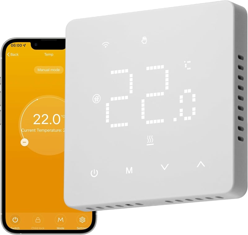 BEOK CONTROLS Digitális Termosztát Gázkazánhoz WiFi Okos Szobatermosztát Padlófűtéshez Alexa Google Home Kompatibilis Fehér