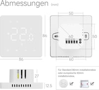 BEOK CONTROLS Digitális Termosztát Gázkazánhoz WiFi Okos Szobatermosztát Padlófűtéshez Alexa Google Home Kompatibilis Fehér 4