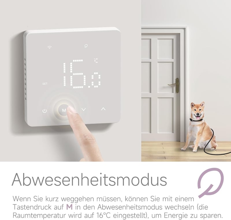 BEOK CONTROLS Digitális Termosztát Gázkazánhoz WiFi Okos Szobatermosztát Padlófűtéshez Alexa Google Home Kompatibilis Fehér