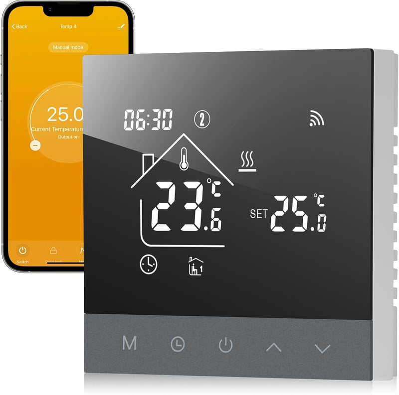 BEOK CONTROLS Digitális WiFi Padlófűtés Termosztát Vízi Fűtéshez LCD Kijelzővel Programozható Okos Szobatermosztát Tuya Alexa App